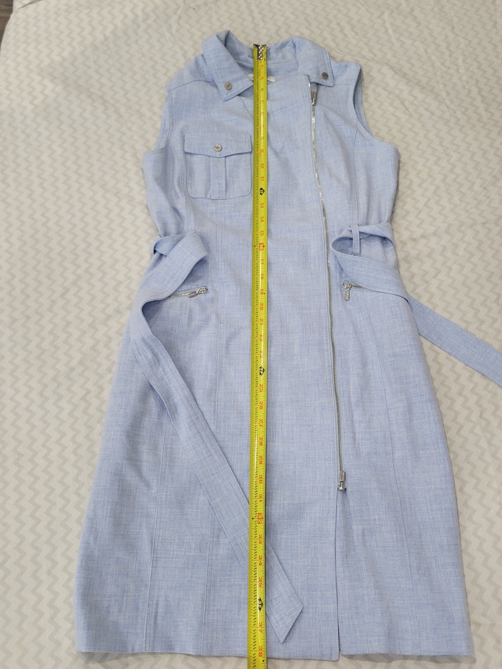 Calvin Klein Sleeveless Light Blue Zip-Front Sheath Dress - Picture 10 of 14